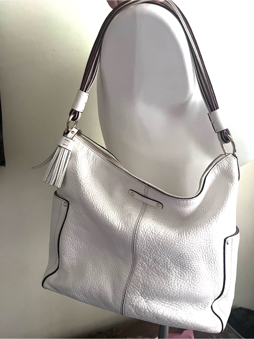Y2K Kate Spade ♠️ White Pebbled Leather Hobo